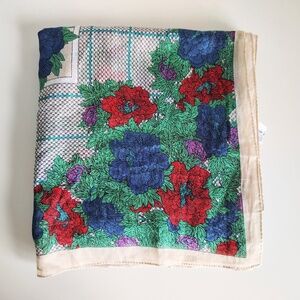 Ginnie Johansen Inc. 1988 Floral 100 Percent Cotton 34" x 35"  Square Scarf